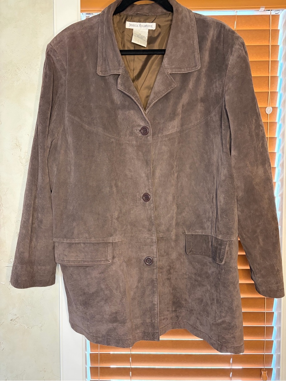 Jessica Holbrook Chocolate Suede Button-Front Women's Jacket